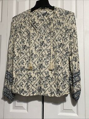 Lucky Brand floral smock top shirt size LARGE